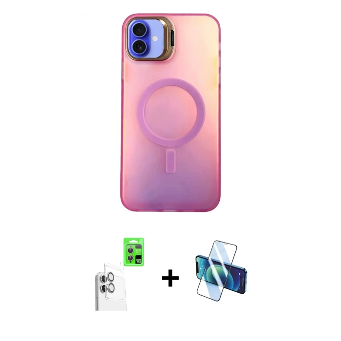 MARSİLYAN™- iPhone 16 Plus Kılıf Doruk Klasik Prime - Siyah 3D Antistatik Seramik Nano Ekran Koruyucu + Raze Metal Kamera Lens - BZ