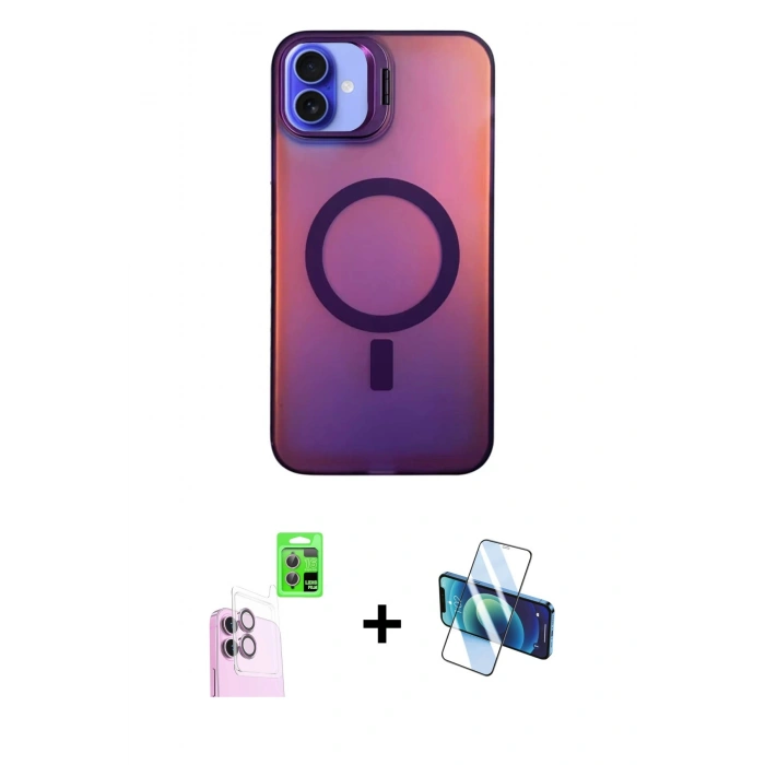 MARSİLYAN™- iPhone 16 Plus Kılıf Doruk Klasik Prime - Siyah 3D Antistatik Seramik Nano Ekran Koruyucu + Raze Metal Kamera Lens - PE