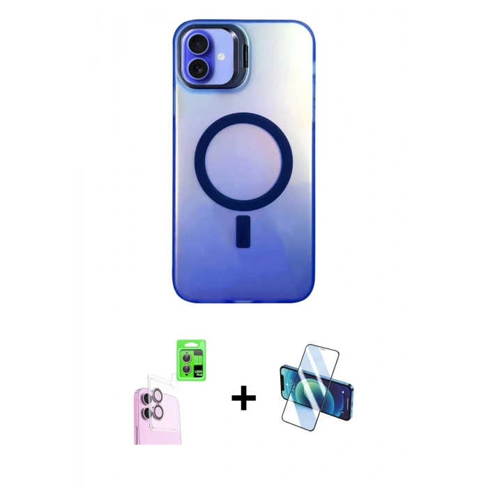 MARSİLYAN™- iPhone 16 Plus Kılıf Doruk Klasik Prime - Siyah 3D Antistatik Seramik Nano Ekran Koruyucu + Raze Metal Kamera Lens - PE