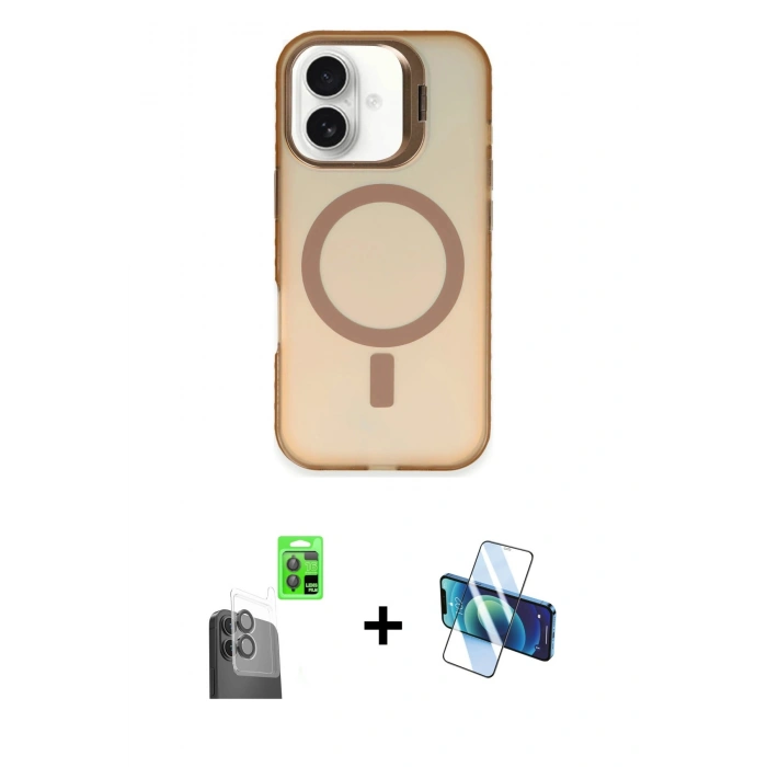 MARSİLYAN™- iPhone 16 Plus Kılıf Doruk Klasik Prime - Siyah 3D Antistatik Seramik Nano Ekran Koruyucu + Raze Metal Kamera Lens - SH