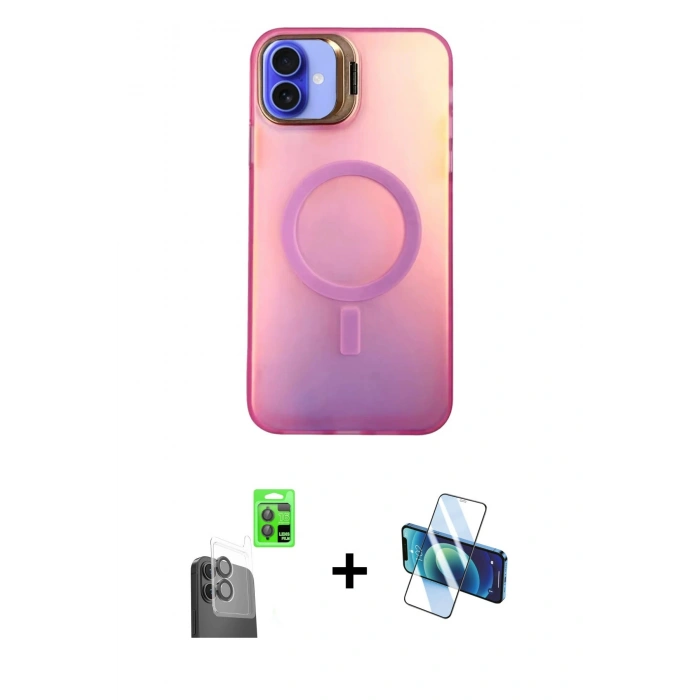 MARSİLYAN™- iPhone 16 Plus Kılıf Doruk Klasik Prime - Siyah 3D Antistatik Seramik Nano Ekran Koruyucu + Raze Metal Kamera Lens - SH