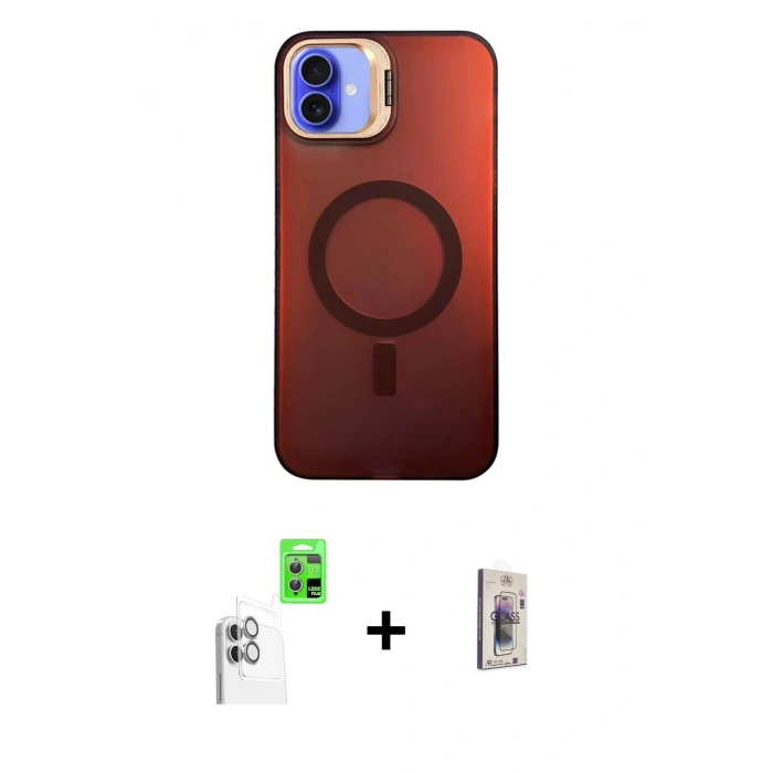 MARSİLYAN™- iPhone 16 Plus Kılıf Doruk Klasik Prime - Siyah Bilvis 3D Cam Ekran Koruyucu + Raze Metal Kamera Lens - BZ