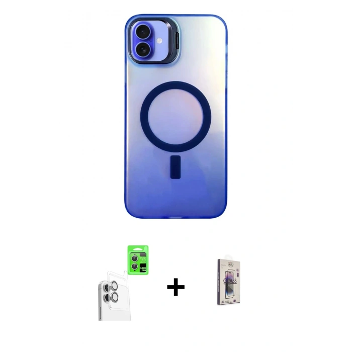 MARSİLYAN™- iPhone 16 Plus Kılıf Doruk Klasik Prime - Siyah Bilvis 3D Cam Ekran Koruyucu + Raze Metal Kamera Lens - BZ