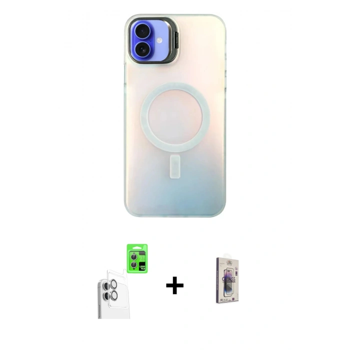 MARSİLYAN™- iPhone 16 Plus Kılıf Doruk Klasik Prime - Siyah Bilvis 3D Cam Ekran Koruyucu + Raze Metal Kamera Lens - BZ
