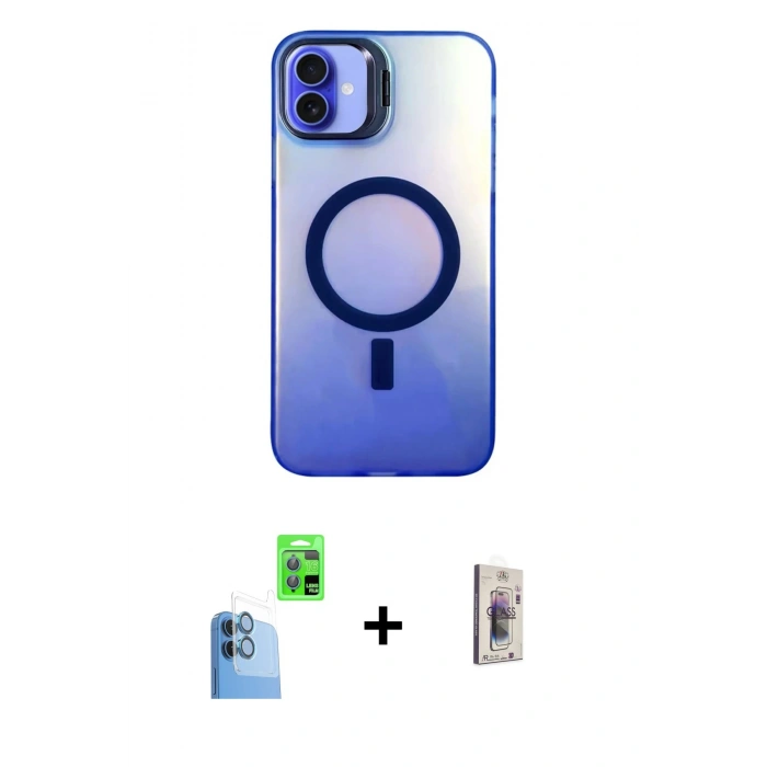 MARSİLYAN™- iPhone 16 Plus Kılıf Doruk Klasik Prime - Siyah Bilvis 3D Cam Ekran Koruyucu + Raze Metal Kamera Lens - LT