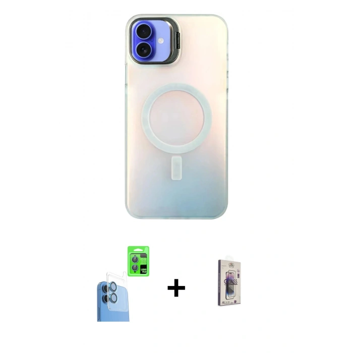 MARSİLYAN™- iPhone 16 Plus Kılıf Doruk Klasik Prime - Siyah Bilvis 3D Cam Ekran Koruyucu + Raze Metal Kamera Lens - LT