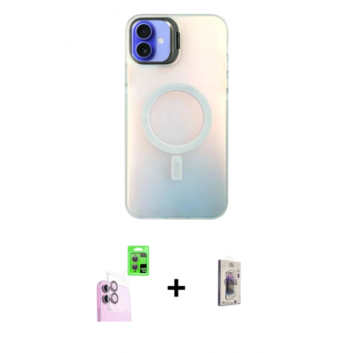 MARSİLYAN™- iPhone 16 Plus Kılıf Doruk Klasik Prime - Siyah Bilvis 3D Cam Ekran Koruyucu + Raze Metal Kamera Lens - PE