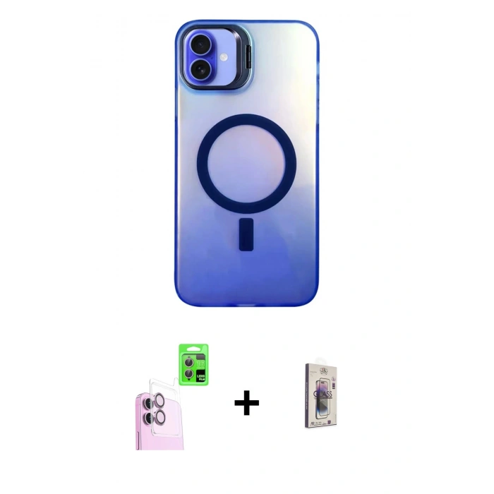 MARSİLYAN™- iPhone 16 Plus Kılıf Doruk Klasik Prime - Siyah Bilvis 3D Cam Ekran Koruyucu + Raze Metal Kamera Lens - PE