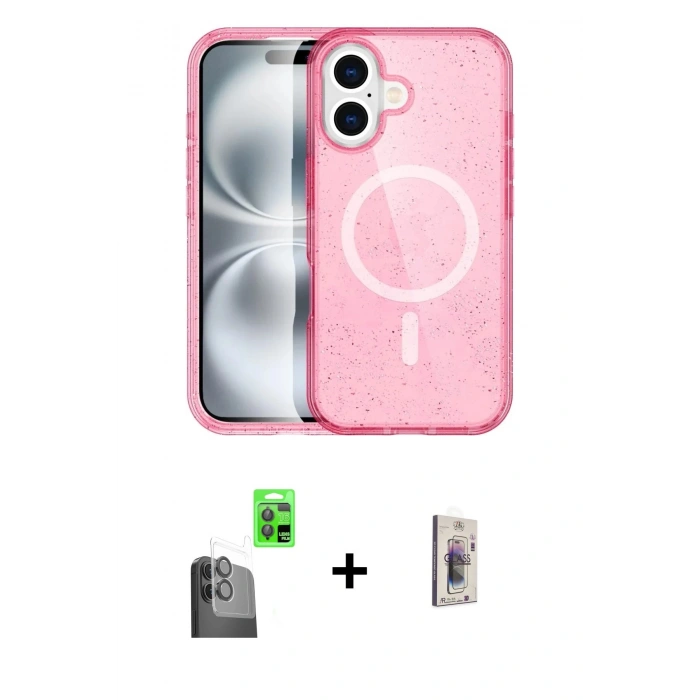 MARSİLYAN™- iPhone 16 Plus Kılıf Eksen Doku Koleksiyonu - Siyah Bilvis 3D Cam Ekran Koruyucu + Siyah Raze Metal Kamera Lens