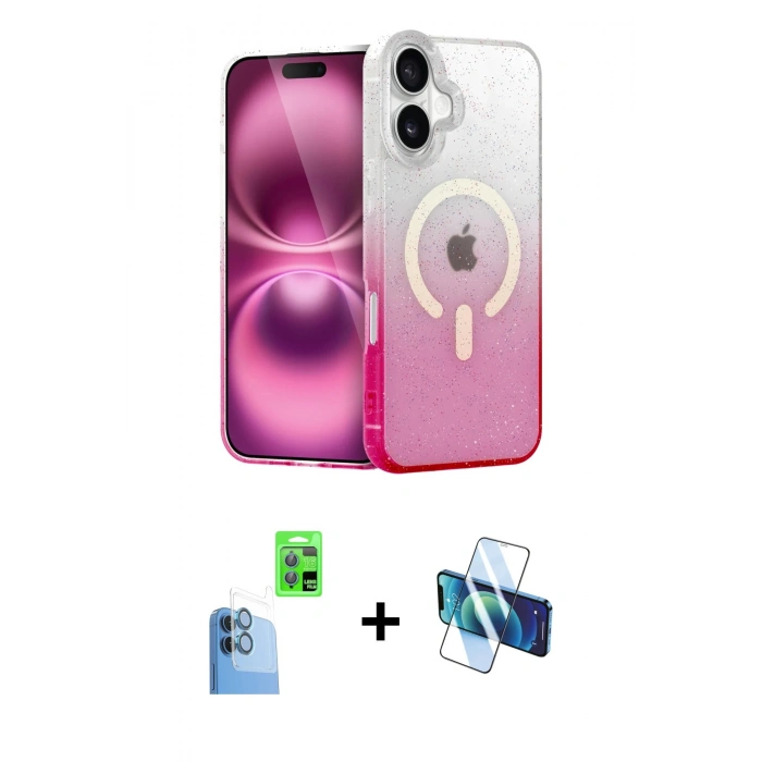 MARSİLYAN™- iPhone 16 Plus Kılıf Eksen Minimal Özel Seri - Siyah 3D Antistatik Seramik Nano Ekran Koruyucu + Raze Metal Kamera Lens - LT