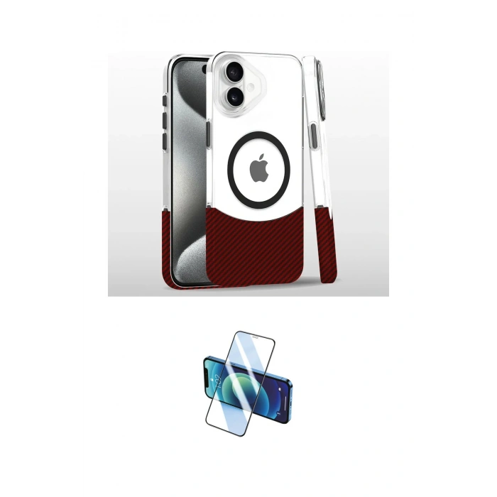 MARSİLYAN™- iPhone 16 Plus Kılıf İz Asil Prime - Siyah 3D Antistatik Cam Ekran Koruyucu