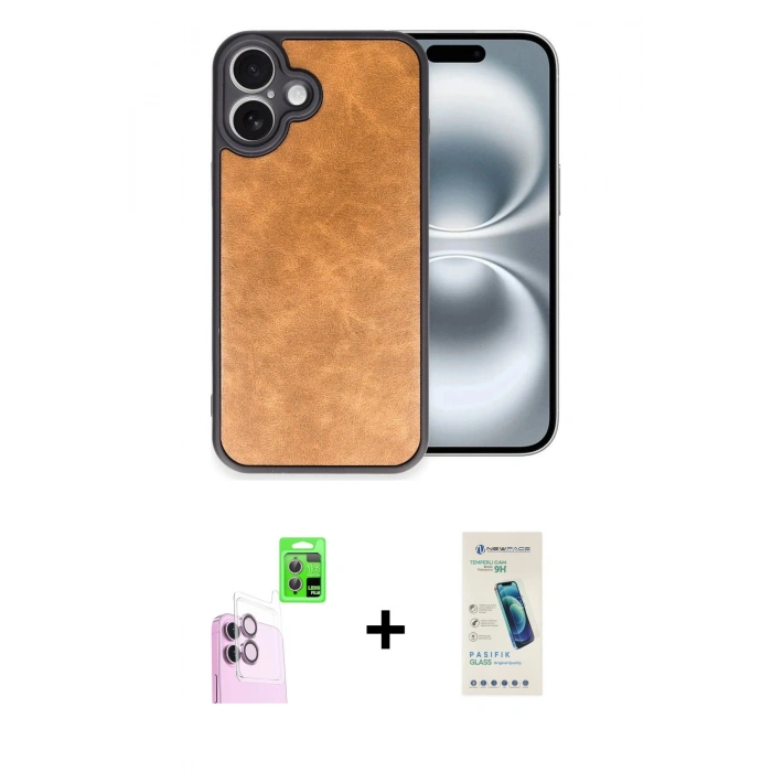 MARSİLYAN™- iPhone 16 Plus Kılıf Kıvılcım Işık Serisi - Şeffaf Pasifik Cam Ekran Koruyucu + Raze Metal Kamera Lens - PE