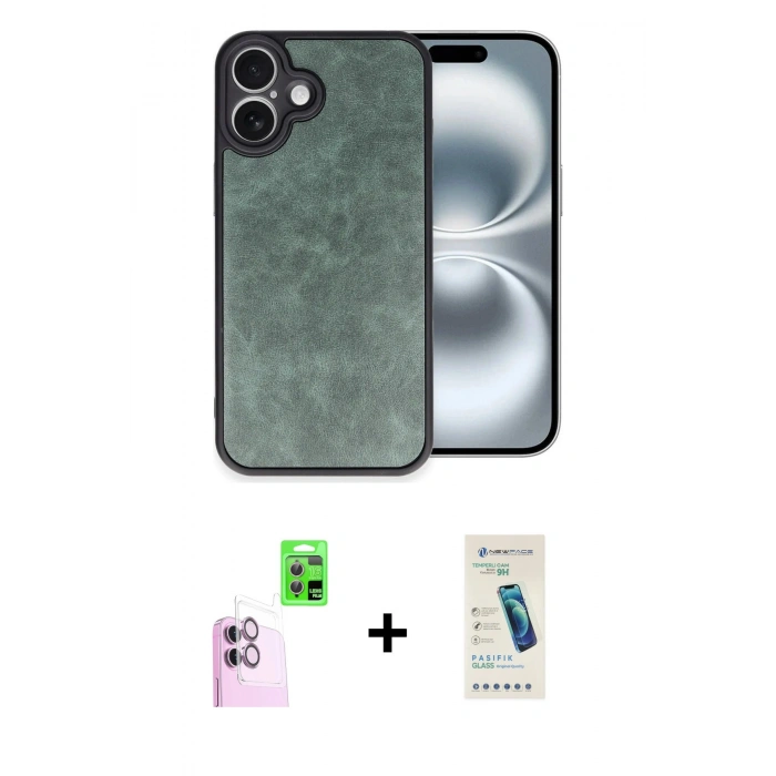 MARSİLYAN™- iPhone 16 Plus Kılıf Kıvılcım Işık Serisi - Şeffaf Pasifik Cam Ekran Koruyucu + Raze Metal Kamera Lens - PE