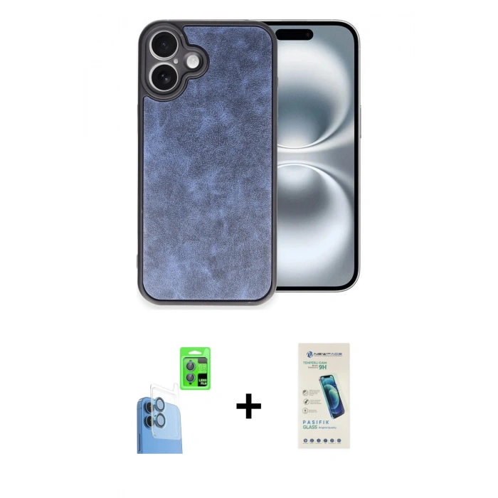 MARSİLYAN™- iPhone 16 Plus Kılıf Kıvılcım Işık Serisi - Şeffaf Pasifik Cam Ekran Koruyucu + Raze Metal Kamera Lens - LT