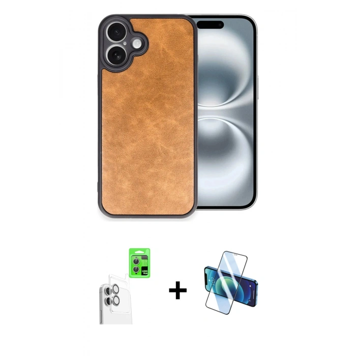 MARSİLYAN™- iPhone 16 Plus Kılıf Kıvılcım Işık Serisi - Siyah 3D Antistatik Cam Ekran Koruyucu + Raze Metal Kamera Lens - BZ