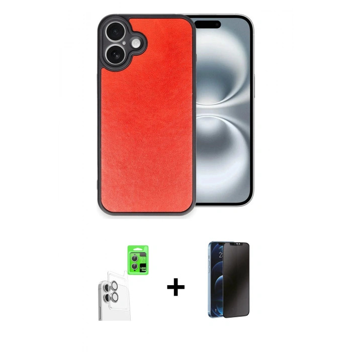 MARSİLYAN™- iPhone 16 Plus Kılıf Kıvılcım Işık Serisi - Siyah 3D Antistatik Hayalet Cam Ekran Koruyucu + Raze Metal Kamera Lens - BZ
