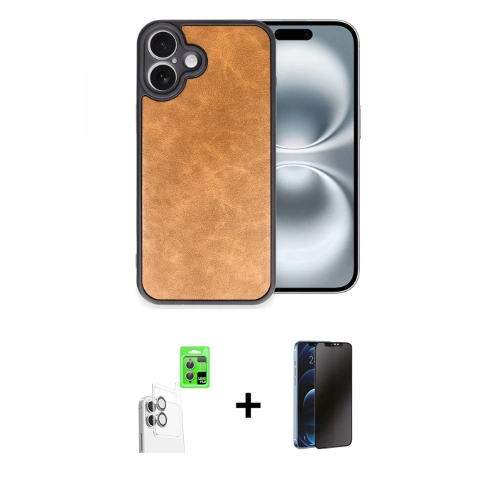 MARSİLYAN™- iPhone 16 Plus Kılıf Kıvılcım Işık Serisi - Siyah 3D Antistatik Hayalet Cam Ekran Koruyucu + Raze Metal Kamera Lens - BZ