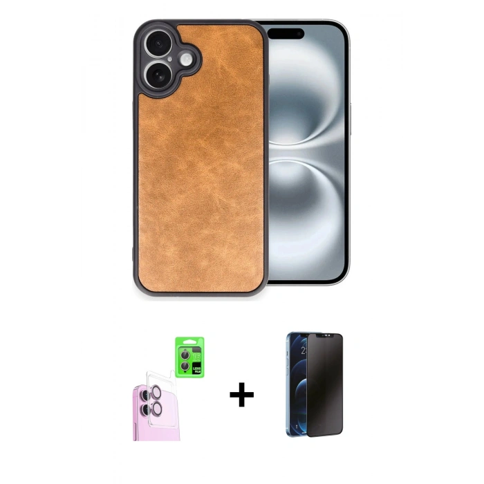 MARSİLYAN™- iPhone 16 Plus Kılıf Kıvılcım Işık Serisi - Siyah 3D Antistatik Hayalet Cam Ekran Koruyucu + Raze Metal Kamera Lens - PE
