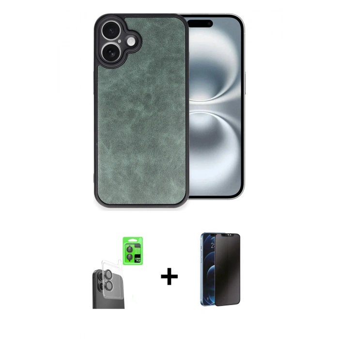 MARSİLYAN™- iPhone 16 Plus Kılıf Kıvılcım Işık Serisi - Siyah 3D Antistatik Hayalet Cam Ekran Koruyucu + Raze Metal Kamera Lens - SH