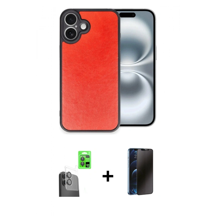 MARSİLYAN™- iPhone 16 Plus Kılıf Kıvılcım Işık Serisi - Siyah 3D Antistatik Hayalet Cam Ekran Koruyucu + Raze Metal Kamera Lens - SH