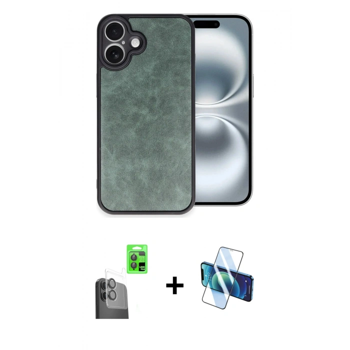 MARSİLYAN™- iPhone 16 Plus Kılıf Kıvılcım Işık Serisi - Siyah 3D Antistatik Seramik Nano Ekran Koruyucu + Raze Metal Kamera Lens - SH