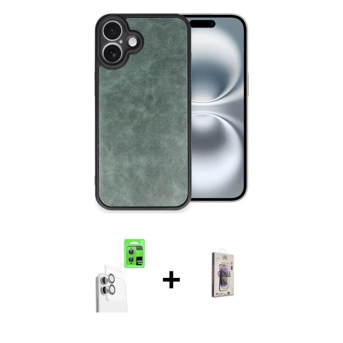 MARSİLYAN™- iPhone 16 Plus Kılıf Kıvılcım Işık Serisi - Siyah Bilvis 3D Cam Ekran Koruyucu + Raze Metal Kamera Lens - BZ