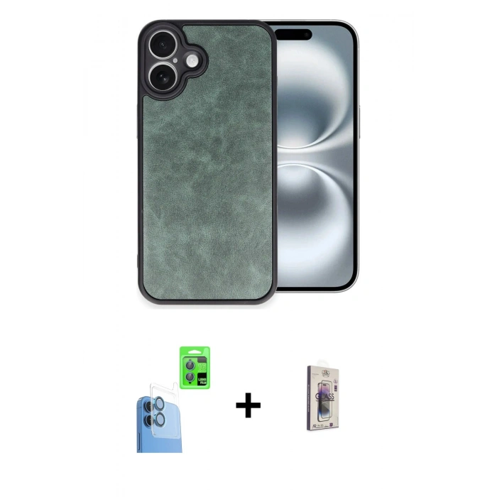 MARSİLYAN™- iPhone 16 Plus Kılıf Kıvılcım Işık Serisi - Siyah Bilvis 3D Cam Ekran Koruyucu + Raze Metal Kamera Lens - LT