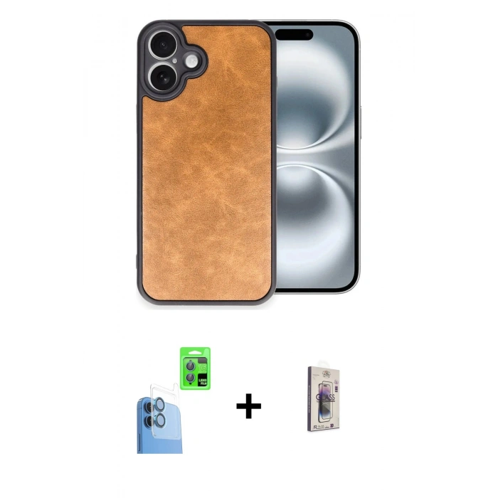 MARSİLYAN™- iPhone 16 Plus Kılıf Kıvılcım Işık Serisi - Siyah Bilvis 3D Cam Ekran Koruyucu + Raze Metal Kamera Lens - LT