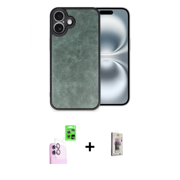 MARSİLYAN™- iPhone 16 Plus Kılıf Kıvılcım Işık Serisi - Siyah Bilvis 3D Cam Ekran Koruyucu + Raze Metal Kamera Lens - PE