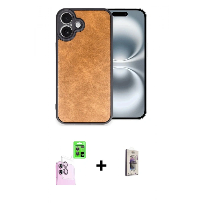 MARSİLYAN™- iPhone 16 Plus Kılıf Kıvılcım Işık Serisi - Siyah Bilvis 3D Cam Ekran Koruyucu + Raze Metal Kamera Lens - PE