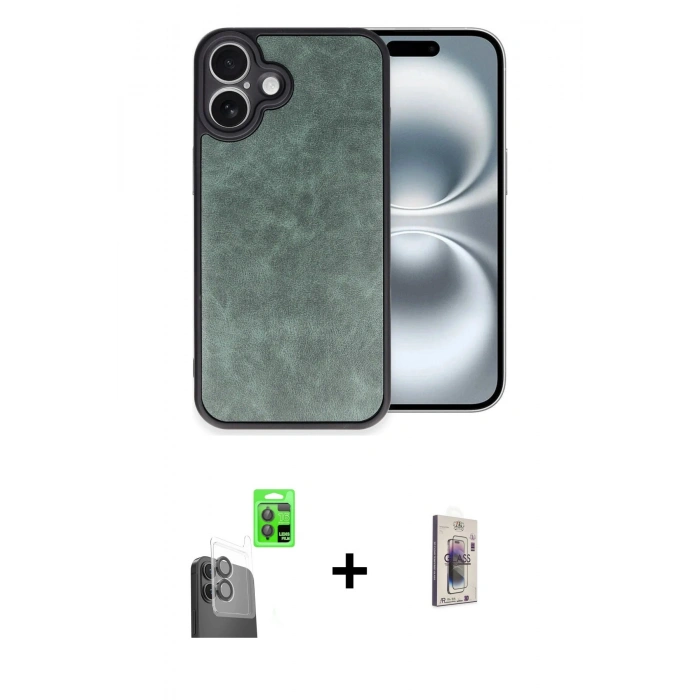 MARSİLYAN™- iPhone 16 Plus Kılıf Kıvılcım Işık Serisi - Siyah Bilvis 3D Cam Ekran Koruyucu + Raze Metal Kamera Lens - SH