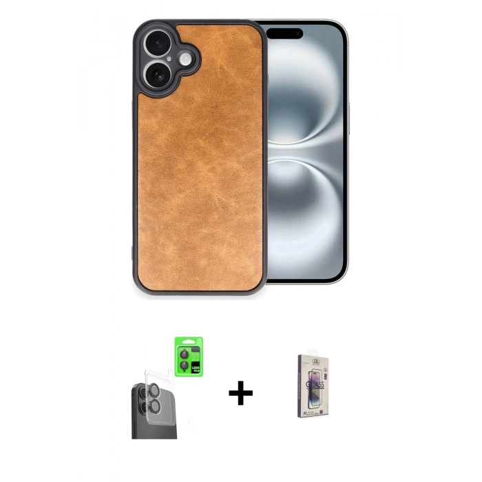 MARSİLYAN™- iPhone 16 Plus Kılıf Kıvılcım Işık Serisi - Siyah Bilvis 3D Cam Ekran Koruyucu + Raze Metal Kamera Lens - SH