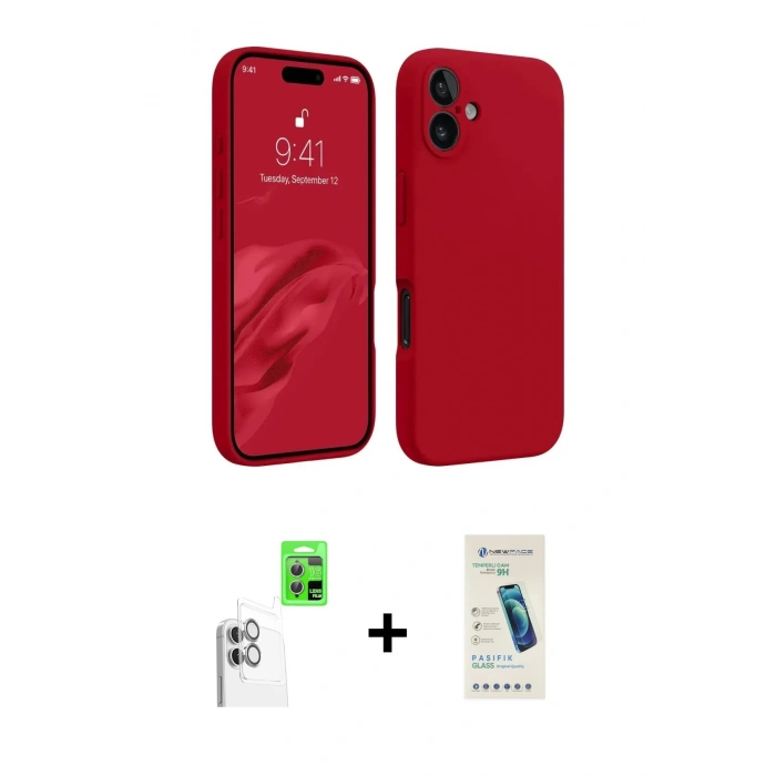 MARSİLYAN™- iPhone 16 Plus Kılıf Kozmos Yansıma Özel Seri - Şeffaf Pasifik Cam Ekran Koruyucu + Beyaz Raze Metal Kamera Lens