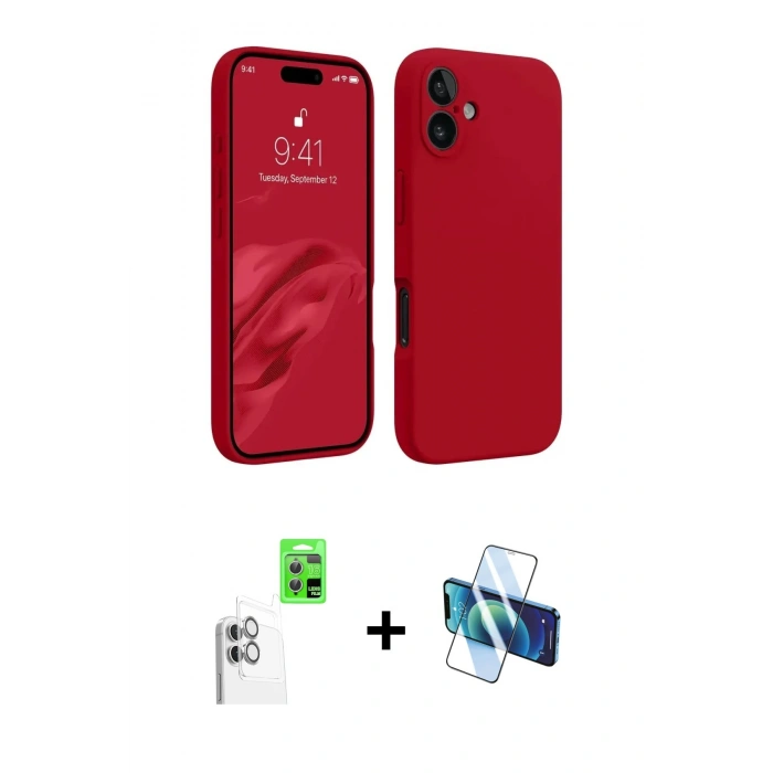 MARSİLYAN™- iPhone 16 Plus Kılıf Kozmos Yansıma Özel Seri - Siyah 3D Antistatik Cam Ekran Koruyucu + Raze Metal Kamera Lens - BZ