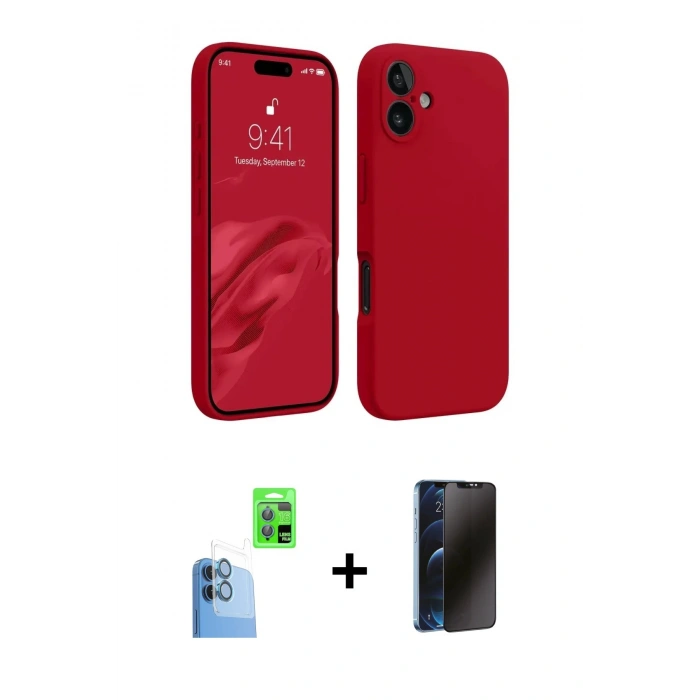 MARSİLYAN™- iPhone 16 Plus Kılıf Kozmos Yansıma Özel Seri - Siyah 3D Antistatik Hayalet Cam Ekran Koruyucu + Raze Metal Kamera Lens - LT