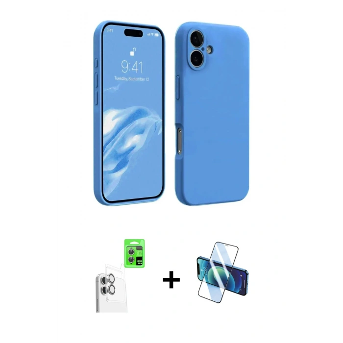 MARSİLYAN™- iPhone 16 Plus Kılıf Kozmos Yansıma Özel Seri - Siyah 3D Antistatik Seramik Nano Ekran Koruyucu + Raze Metal Kamera Lens - BZ
