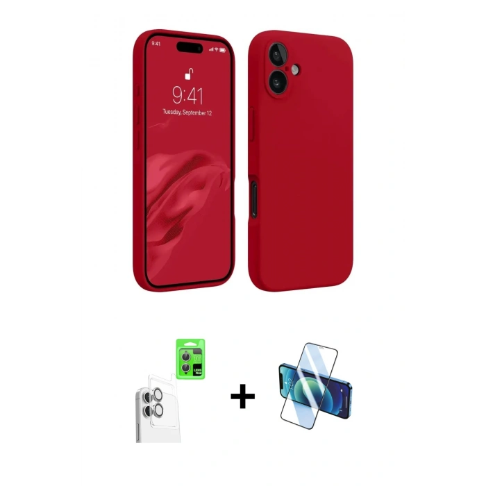 MARSİLYAN™- iPhone 16 Plus Kılıf Kozmos Yansıma Özel Seri - Siyah 3D Antistatik Seramik Nano Ekran Koruyucu + Raze Metal Kamera Lens - BZ