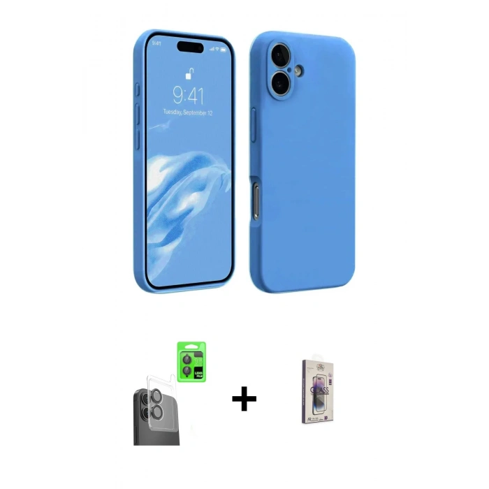 MARSİLYAN™- iPhone 16 Plus Kılıf Kozmos Yansıma Özel Seri - Siyah Bilvis 3D Cam Ekran Koruyucu + Raze Metal Kamera Lens - SH