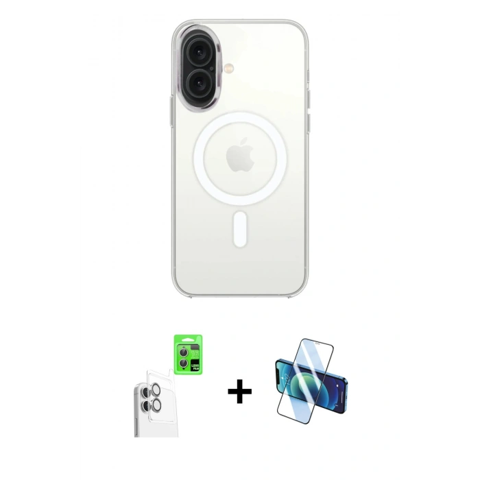 MARSİLYAN™- iPhone 16 Plus Kılıf Kutup Klasik Serisi - Siyah 3D Antistatik Seramik Nano Ekran Koruyucu + Raze Metal Kamera Lens - BZ