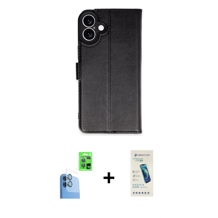 MARSİLYAN™- iPhone 16 Plus Kılıf Siluet Işık Serisi - Şeffaf Pasifik Cam Ekran Koruyucu + Raze Metal Kamera Lens - LT