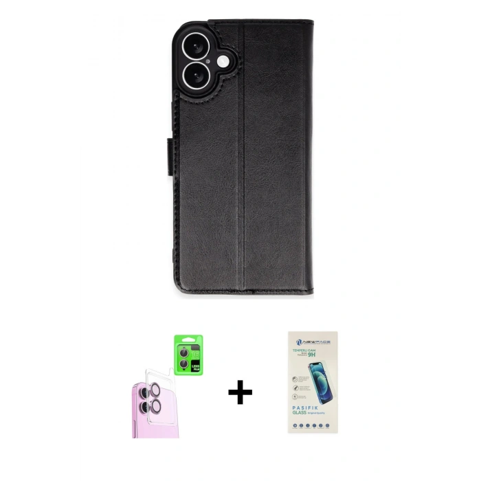 MARSİLYAN™- iPhone 16 Plus Kılıf Siluet Işık Serisi - Şeffaf Pasifik Cam Ekran Koruyucu + Raze Metal Kamera Lens - PE
