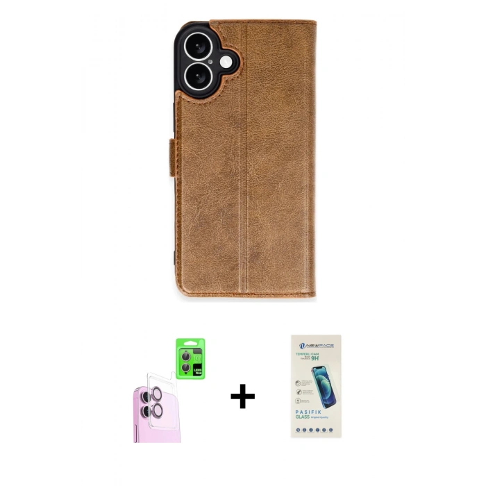 MARSİLYAN™- iPhone 16 Plus Kılıf Siluet Işık Serisi - Şeffaf Pasifik Cam Ekran Koruyucu + Raze Metal Kamera Lens - PE