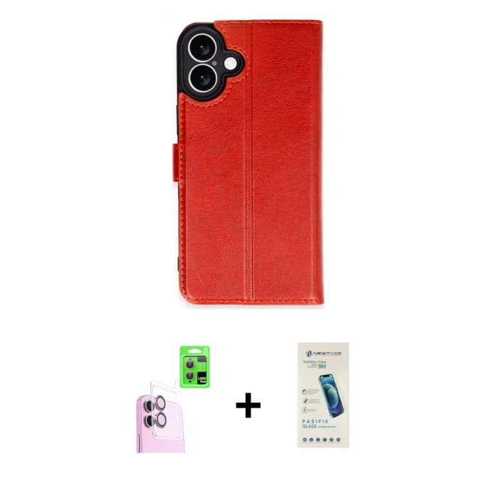 MARSİLYAN™- iPhone 16 Plus Kılıf Siluet Işık Serisi - Şeffaf Pasifik Cam Ekran Koruyucu + Raze Metal Kamera Lens - PE
