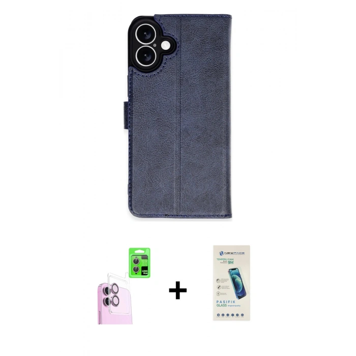 MARSİLYAN™- iPhone 16 Plus Kılıf Siluet Işık Serisi - Şeffaf Pasifik Cam Ekran Koruyucu + Raze Metal Kamera Lens - PE