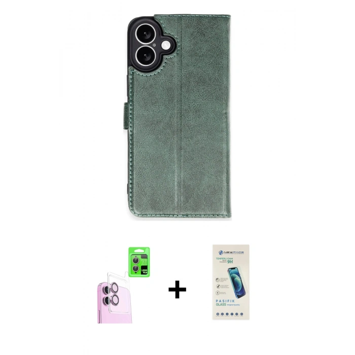 MARSİLYAN™- iPhone 16 Plus Kılıf Siluet Işık Serisi - Şeffaf Pasifik Cam Ekran Koruyucu + Raze Metal Kamera Lens - PE