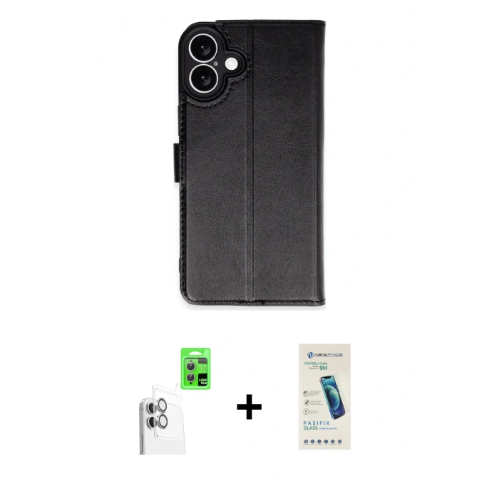 MARSİLYAN™- iPhone 16 Plus Kılıf Siluet Işık Serisi - Şeffaf Pasifik Cam Ekran Koruyucu + Raze Metal Kamera Lens - BZ