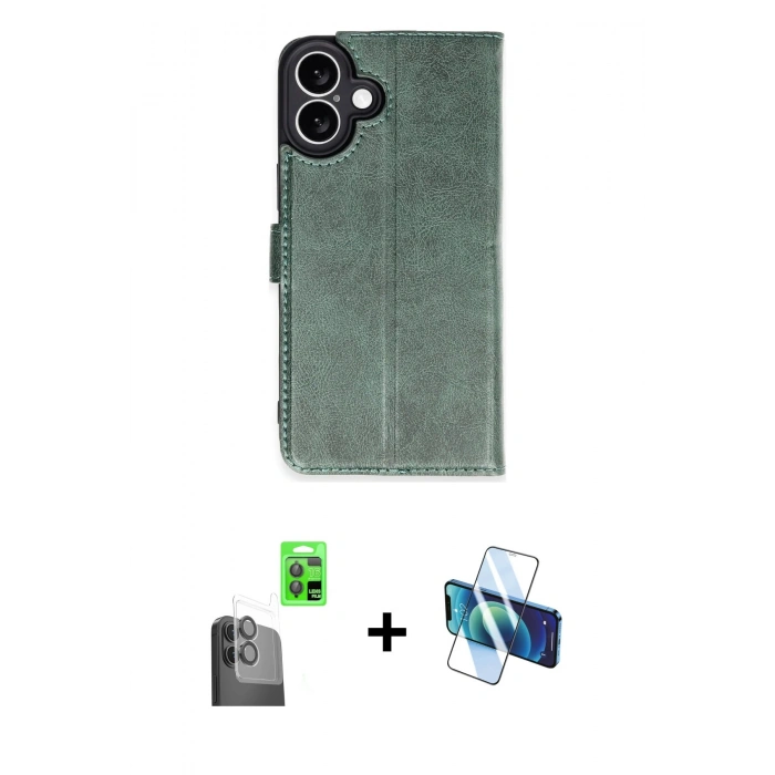 MARSİLYAN™- iPhone 16 Plus Kılıf Siluet Işık Serisi - Siyah 3D Antistatik Cam Ekran Koruyucu + Raze Metal Kamera Lens - SH
