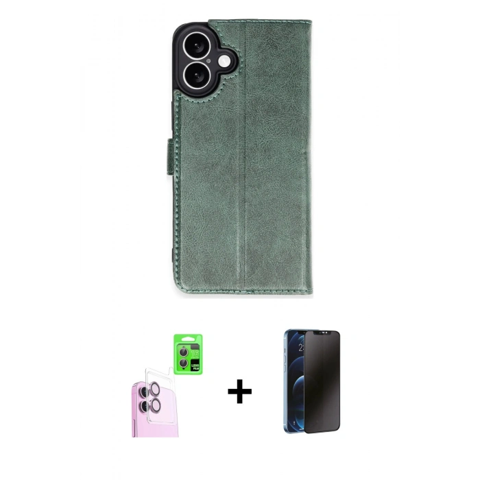 MARSİLYAN™- iPhone 16 Plus Kılıf Siluet Işık Serisi - Siyah 3D Antistatik Hayalet Cam Ekran Koruyucu + Raze Metal Kamera Lens - PE