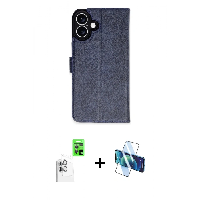 MARSİLYAN™- iPhone 16 Plus Kılıf Siluet Işık Serisi - Siyah 3D Antistatik Seramik Nano Ekran Koruyucu + Raze Metal Kamera Lens - BZ