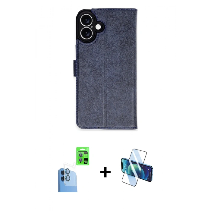 MARSİLYAN™- iPhone 16 Plus Kılıf Siluet Işık Serisi - Siyah 3D Antistatik Seramik Nano Ekran Koruyucu + Raze Metal Kamera Lens - LT